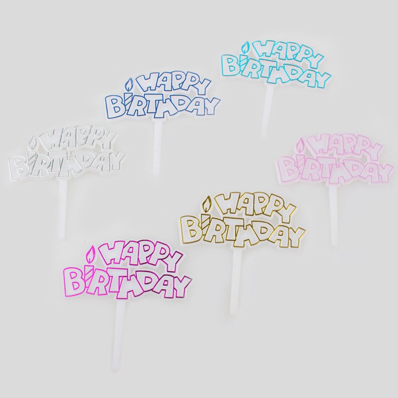 2023 New design Plastic Gold Letter Happy Birthday Cake topper cake decorating supply Babyshower party colorful accessory gateau