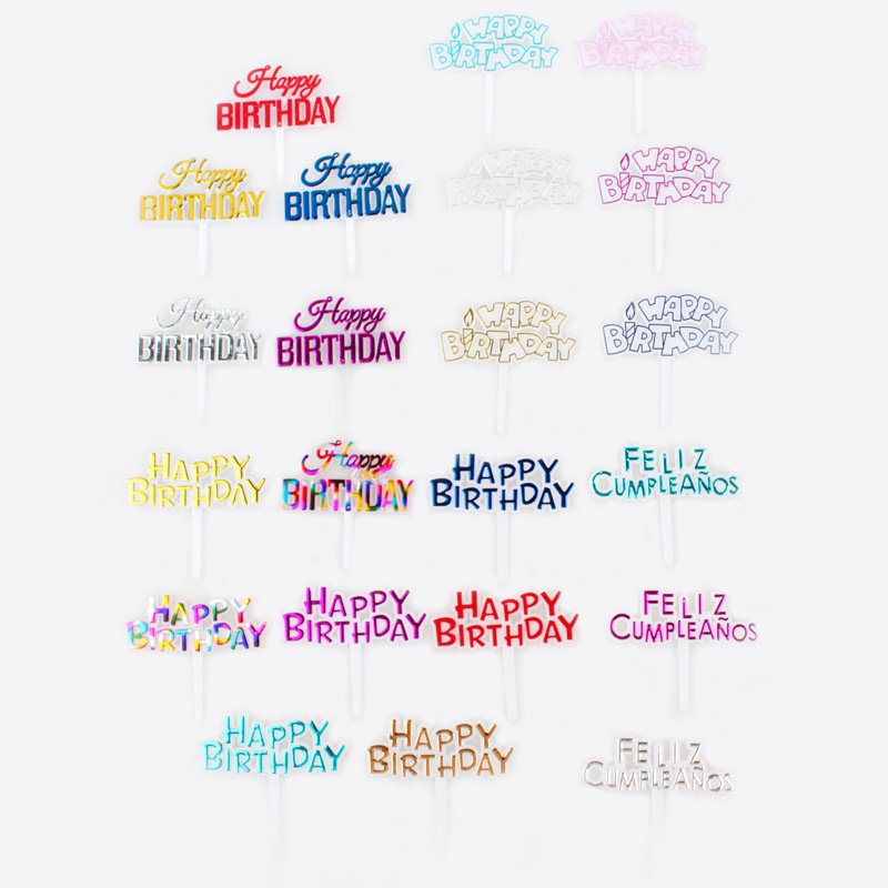 2023 New design Plastic Gold Letter Happy Birthday Cake topper cake decorating supply Babyshower party colorful accessory gateau