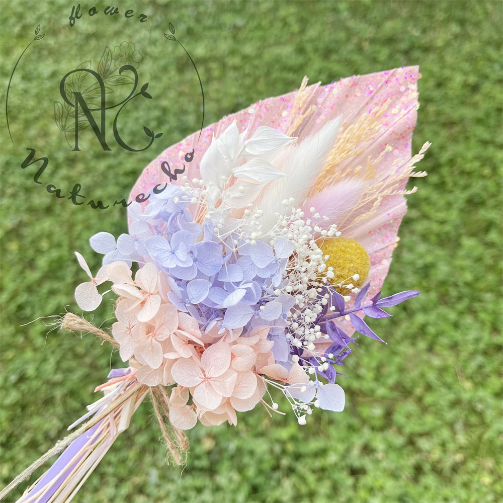 cake decorating supplies wholesale100% natural preserved hydrangea dried flower palm leaf birthday cake toppers