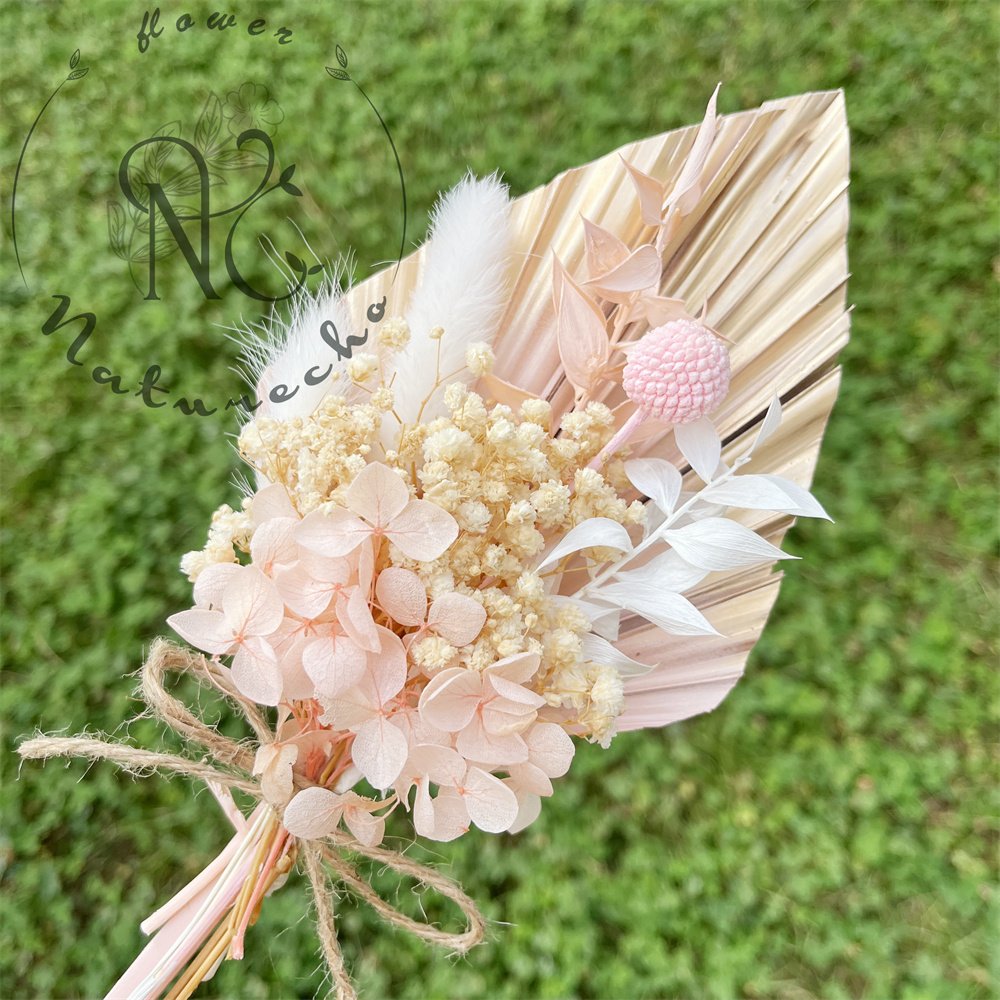 cake decorating supplies wholesale100% natural preserved hydrangea dried flower palm leaf birthday cake toppers