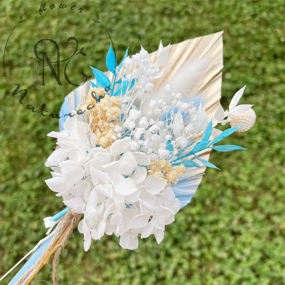 cake decorating supplies wholesale100% natural preserved hydrangea dried flower palm leaf birthday cake toppers