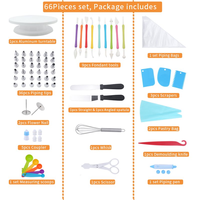 Bakest 66 Pcs Wholesale Plastic Cake Decorating Tools Set Baking Accessories Cake Decorating Supplies & Pastry Tools