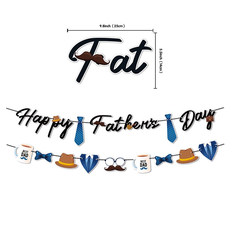 Happy Fathers Day Decorations,Fathers Day Sign Decoration with Happy Father's Day Banner,Balloons and cake toppers