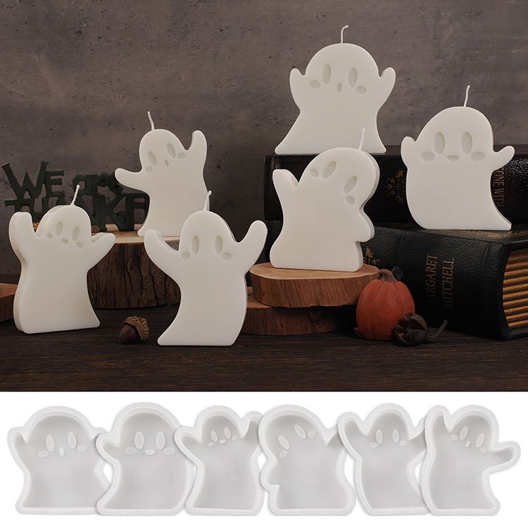 YS Six Funny Ghost Candle Silicone Mold DIY Cement Plaster Aromatherapy Resin Handmade Mould Halloween Ornaments Home Decor Mold