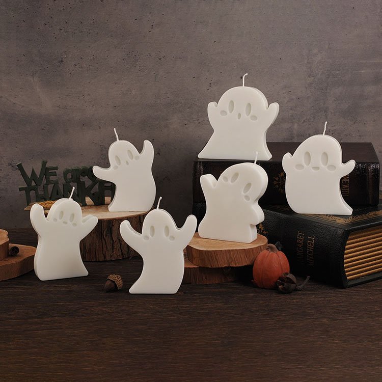 YS Six Funny Ghost Candle Silicone Mold DIY Cement Plaster Aromatherapy Resin Handmade Mould Halloween Ornaments Home Decor Mold