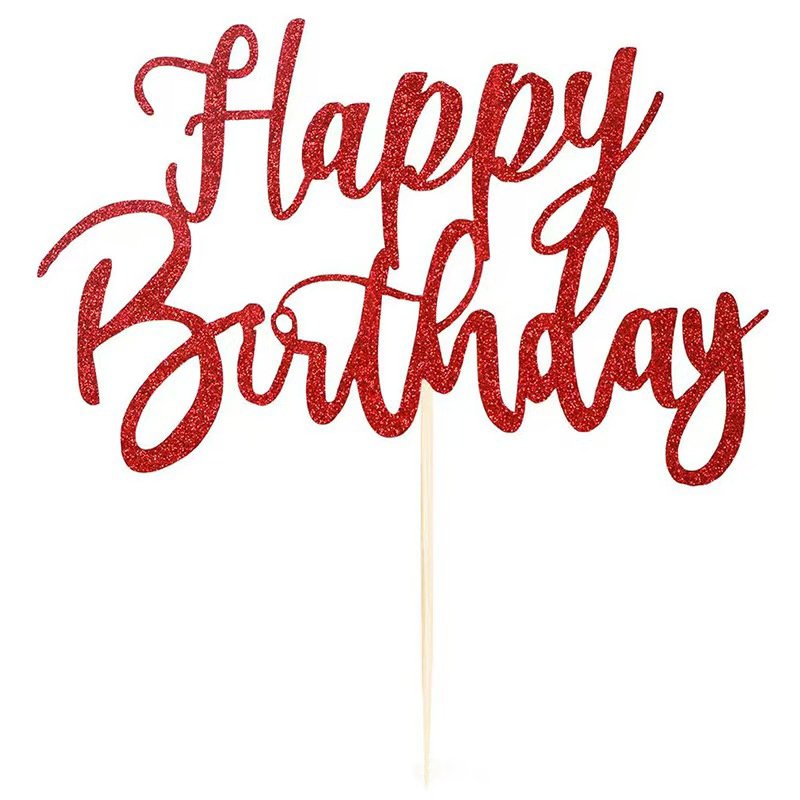 Handmade Sparkling Paper Happy Birthday Cake Top Decoration Cake Colorful Flag Insertion Birthday Party Decoration Supplies