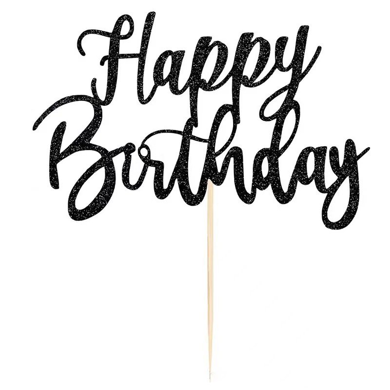 Handmade Sparkling Paper Happy Birthday Cake Top Decoration Cake Colorful Flag Insertion Birthday Party Decoration Supplies