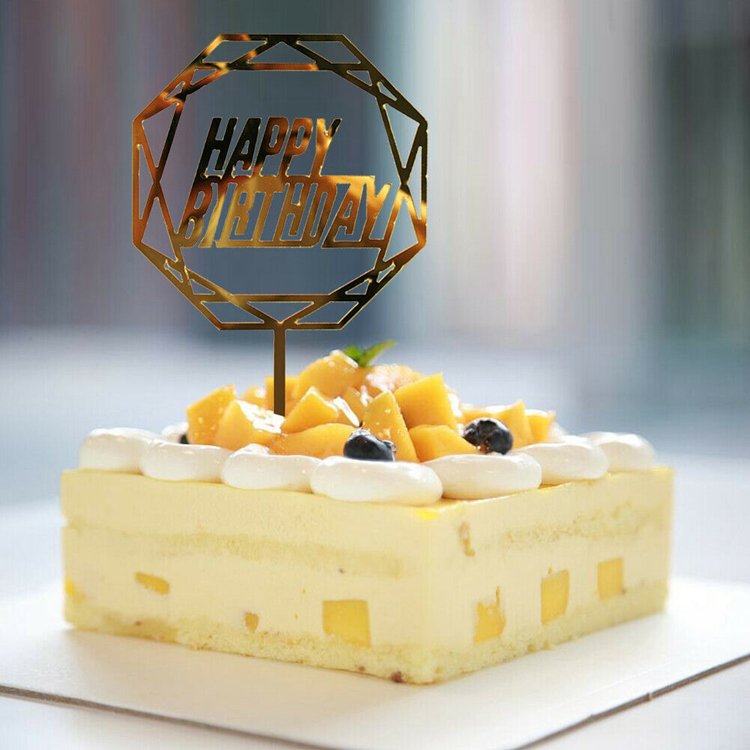Custom Many Style Acrylic Cake Topper Gold Geometry Round Letter Cake Toppers Happy Birthday Wedding Party Cupcake Toppers