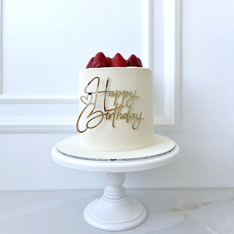 Golden Acrylic Side Happy Birthday Cake Decoration Happy Anniversary Cake Topper Party Supplies Baking Decorating Accessories