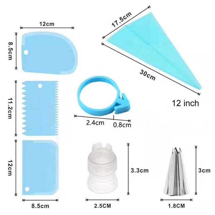 Wanlihao 14pcs Cake Decorating Tools Kits Stainless Steel Cake Nozzle Icing Piping Tips and Pastry Bag Set