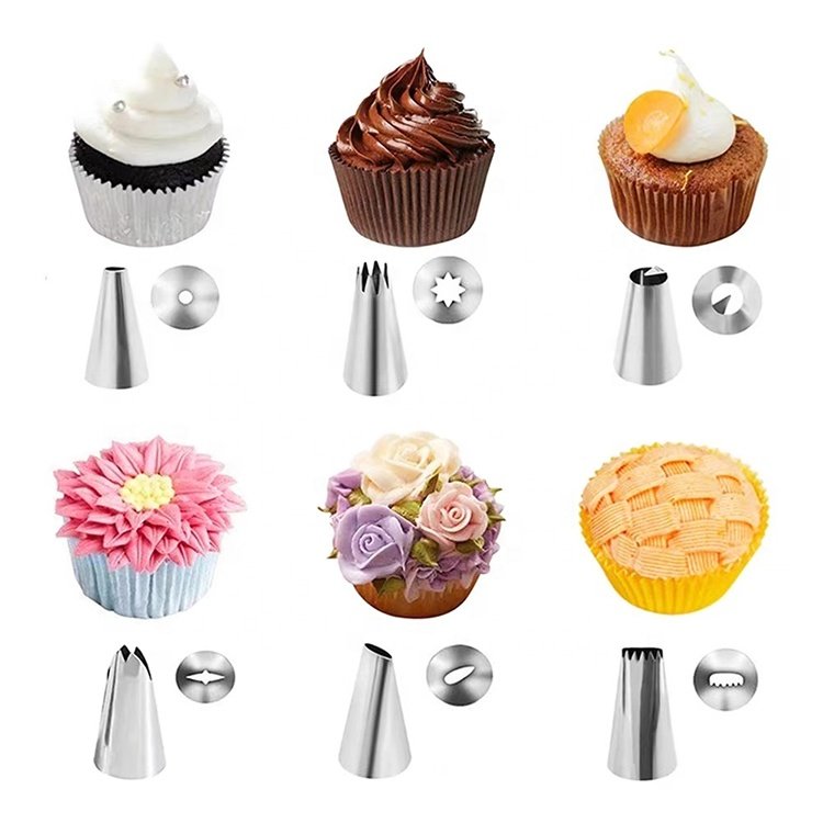 Wanlihao 14pcs Cake Decorating Tools Kits Stainless Steel Cake Nozzle Icing Piping Tips and Pastry Bag Set