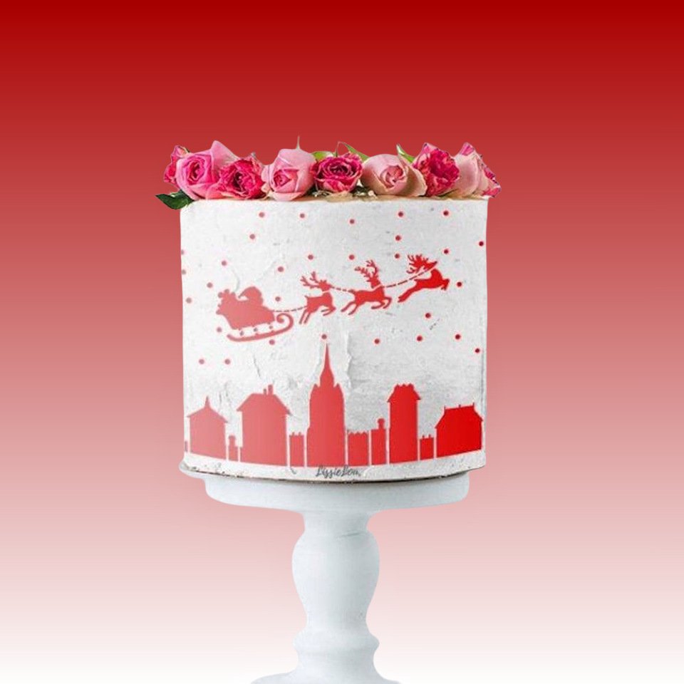 2024 New Cake Template Environmentally friendly PET hollowed-out spray Christmas baking Supplies Decorating Tools