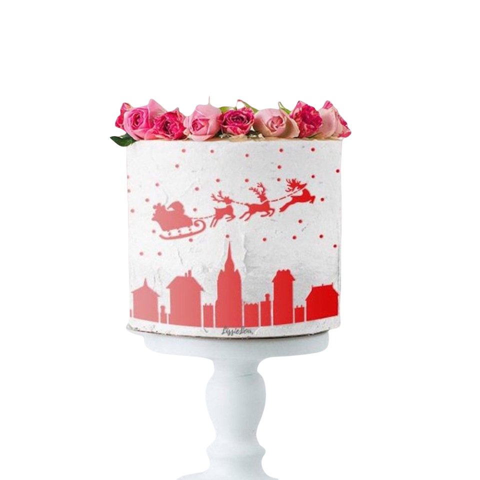 2024 New Cake Template Environmentally friendly PET hollowed-out spray Christmas baking Supplies Decorating Tools