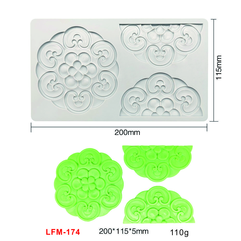 Early Riser Chinese Style Lace Mat Cake Silicone Fondant Mold Baking Pastry Tools Cake Dessert Decoration Moulds