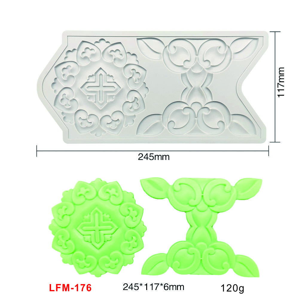 Early Riser Chinese Style Lace Mat Cake Silicone Fondant Mold Baking Pastry Tools Cake Dessert Decoration Moulds