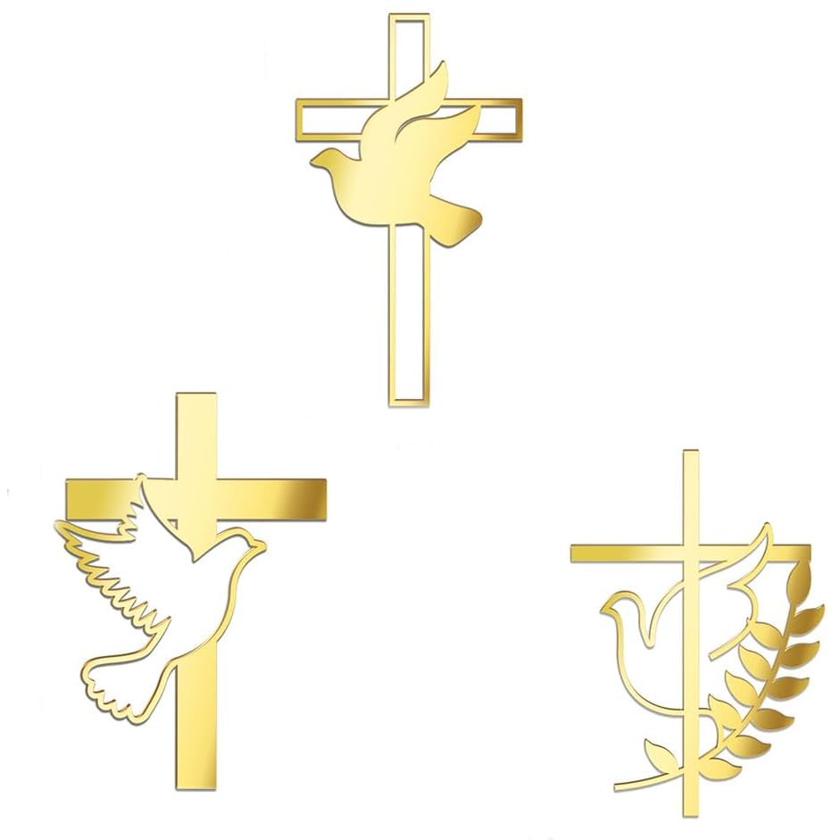 2024 New Religious Baptism Decoration First Communion Christening Cross Cake Topper