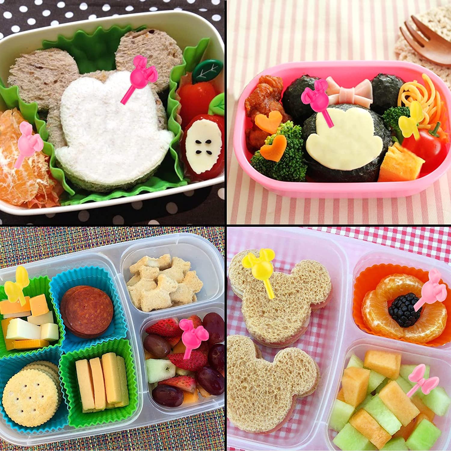 10 Pcs ABS Cartoon Hello Kitty Creative Mini Three Teeth Fruit Fork Kids Bento Decorative Stick Sandwich Dessert Cake Fork