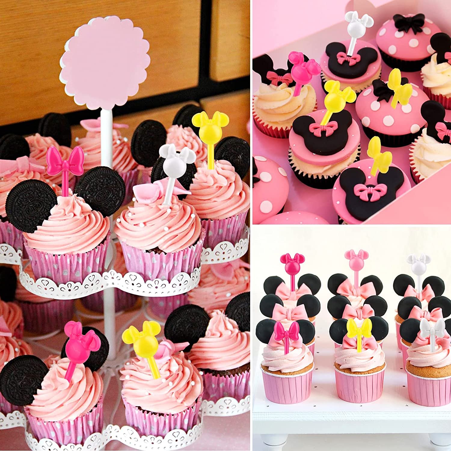 10 Pcs ABS Cartoon Hello Kitty Creative Mini Three Teeth Fruit Fork Kids Bento Decorative Stick Sandwich Dessert Cake Fork
