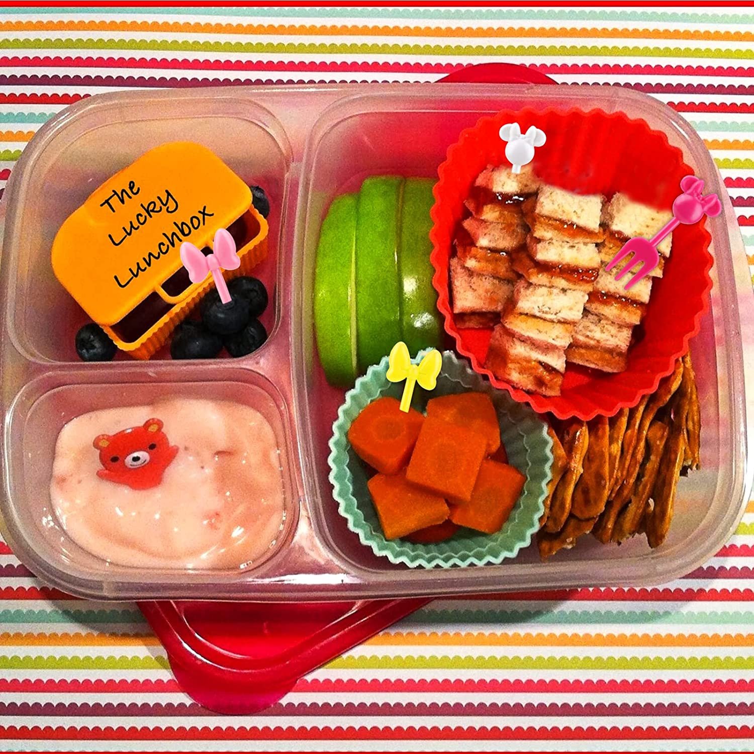 10 Pcs ABS Cartoon Hello Kitty Creative Mini Three Teeth Fruit Fork Kids Bento Decorative Stick Sandwich Dessert Cake Fork