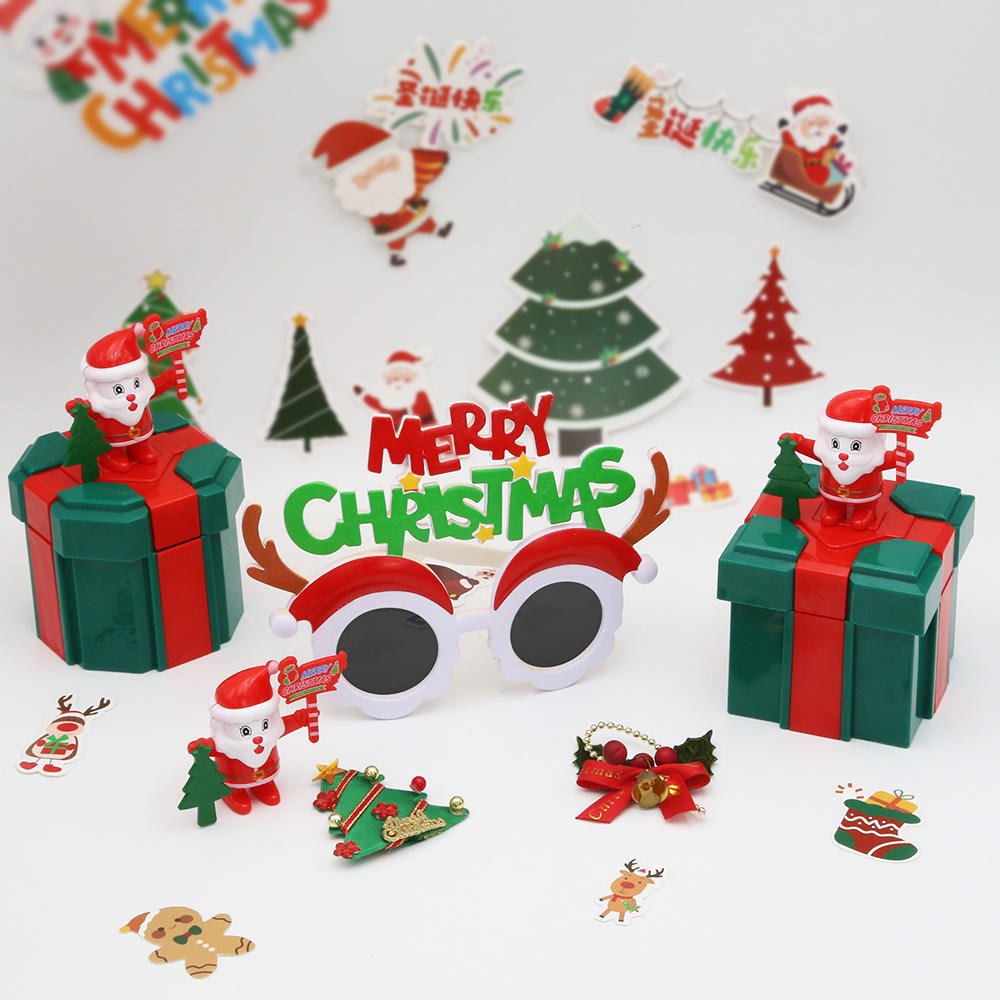 2024 New Design Santa Gift Box Decoration Christmas Gift Decoration Box Cake Decoration Supplies