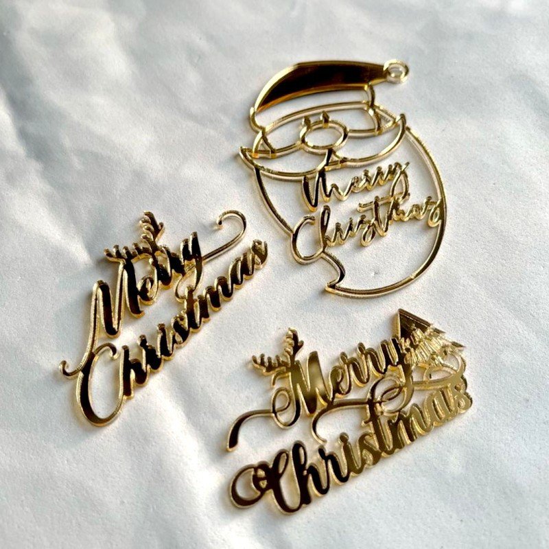 Wholesale Round acrylic Merry Christmas Cake Topper Christmas Party supplies Christmas cake decoration