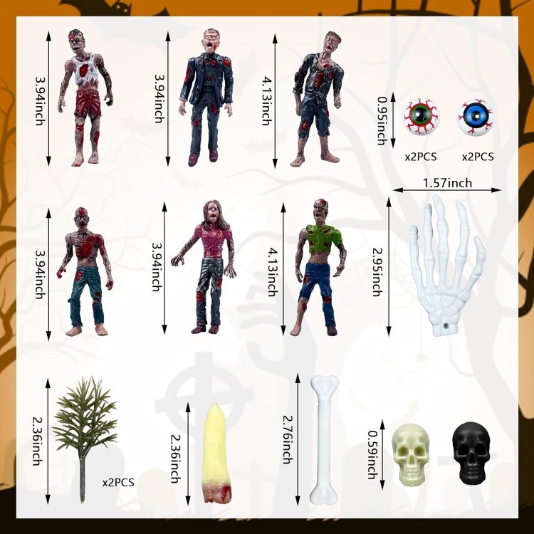17 PCS Zombie Cake Decoration Zombie Cake Toppers Zombie Figure Themed Party Decorations for Birthday Weeding Party Cake Decora