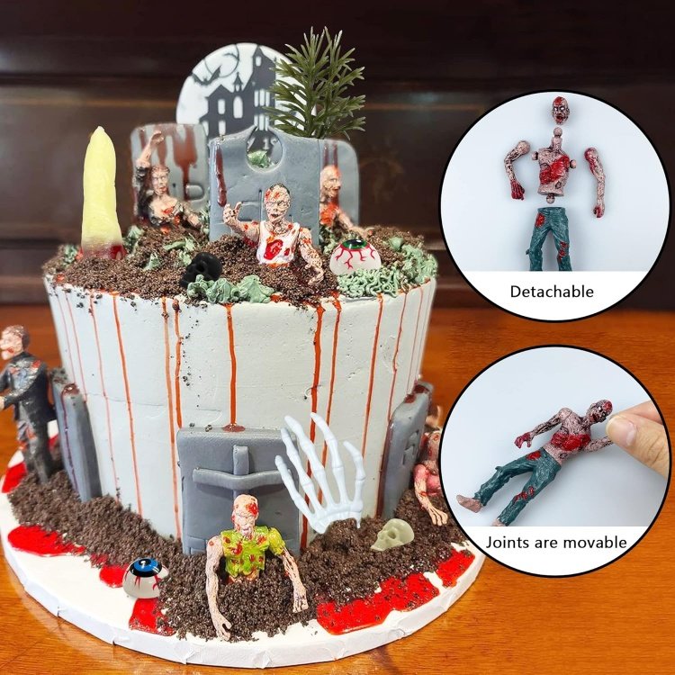 17 PCS Zombie Cake Decoration Zombie Cake Toppers Zombie Figure Themed Party Decorations for Birthday Weeding Party Cake Decora