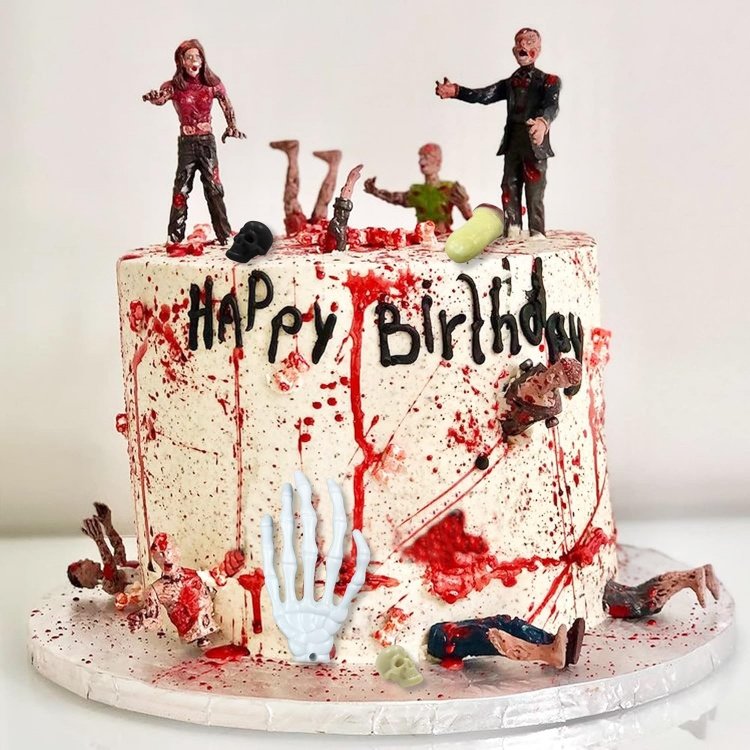 17 PCS Zombie Cake Decoration Zombie Cake Toppers Zombie Figure Themed Party Decorations for Birthday Weeding Party Cake Decora