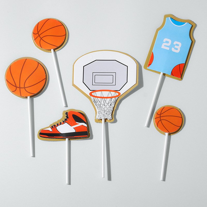 Paper Soccer & basketball Ball Cake Topper Decorations For Theme Party Football Player Boy Birthday Sport Supplies