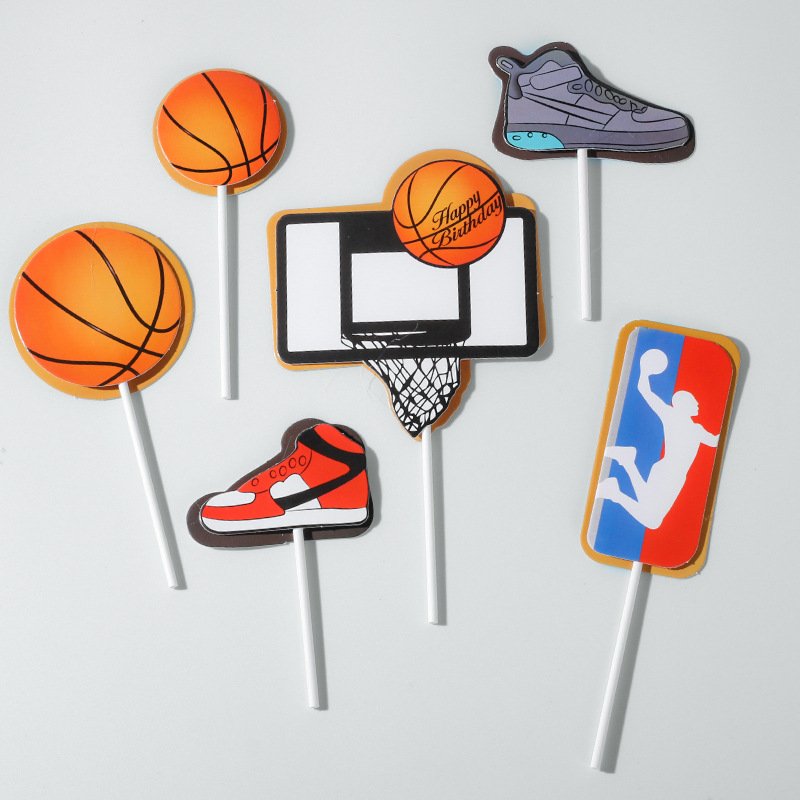 Paper Soccer & basketball Ball Cake Topper Decorations For Theme Party Football Player Boy Birthday Sport Supplies