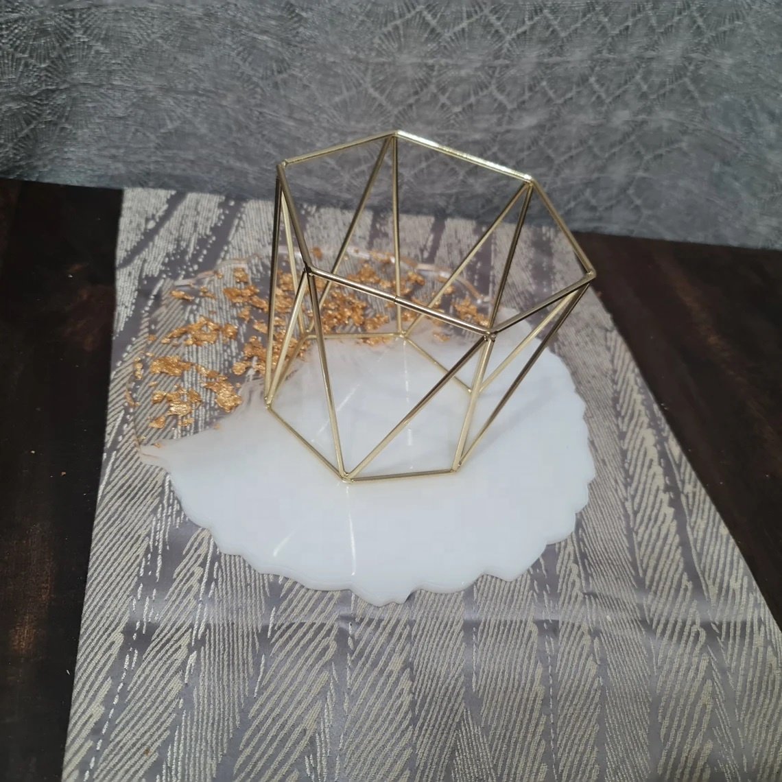 New Look White Transparent Resin and Metal Cake Stand