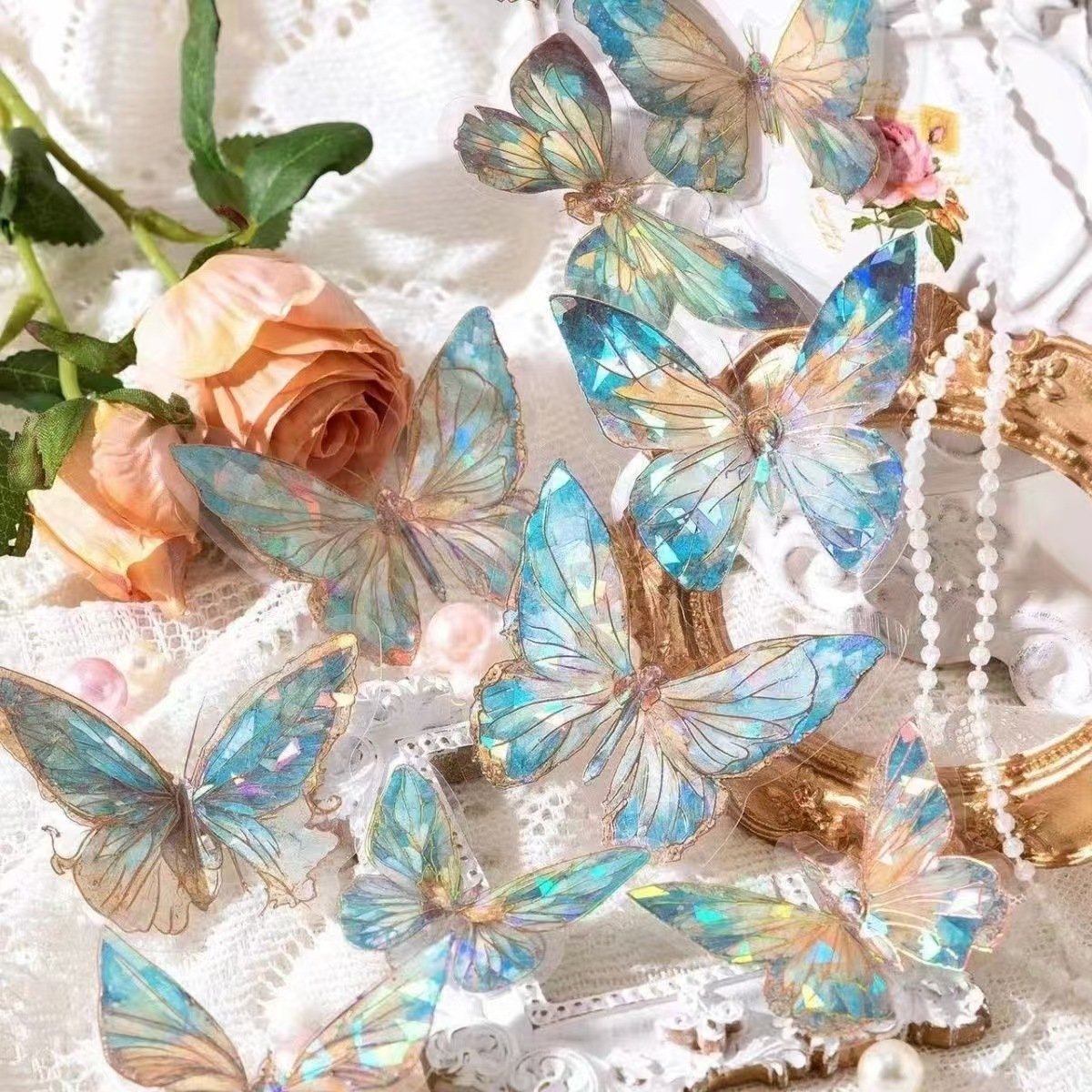 New Arrival 3D Hot Stamping PET Laser Stickers Butterfly DIY Butterfly Cake Decoration Party Supplies for Cake Decoration
