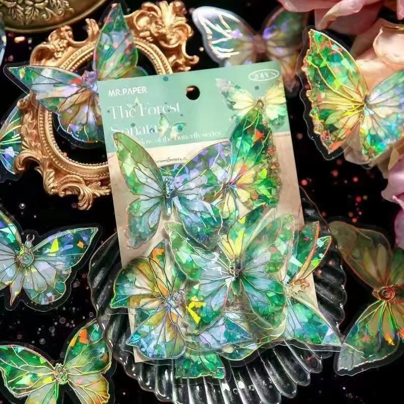 New Arrival 3D Hot Stamping PET Laser Stickers Butterfly DIY Butterfly Cake Decoration Party Supplies for Cake Decoration