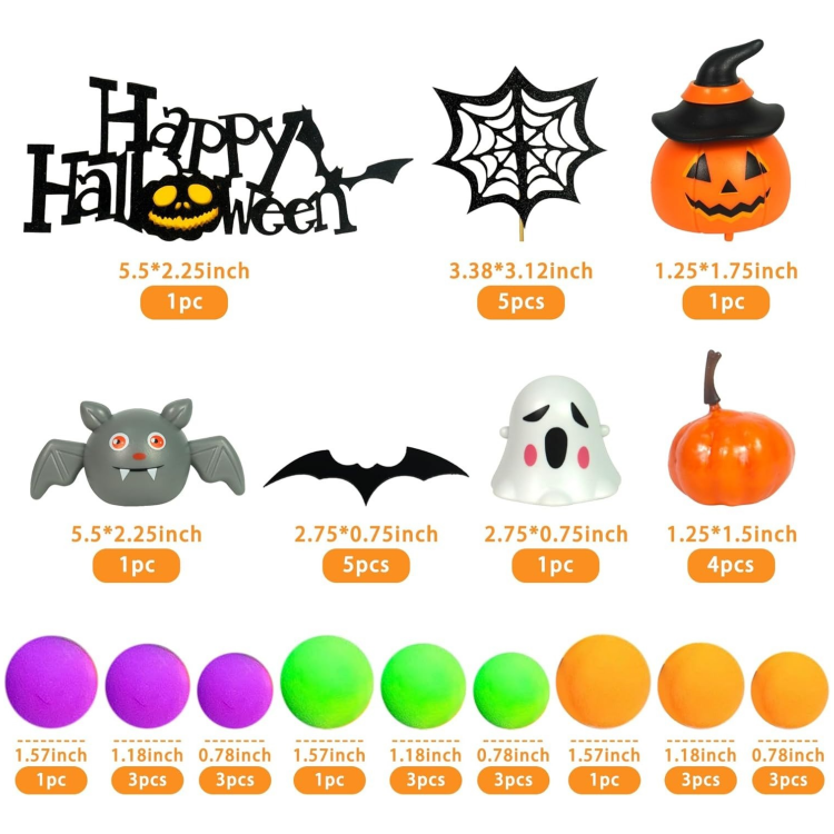 Halloween Cake Toppers 3D Pumpkin Bat Ghost Cake Balls Cake Decorations For Halloween Party Supplies