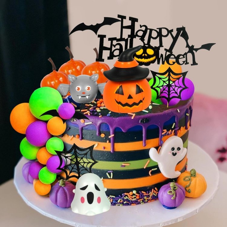 Halloween Cake Toppers 3D Pumpkin Bat Ghost Cake Balls Cake Decorations For Halloween Party Supplies