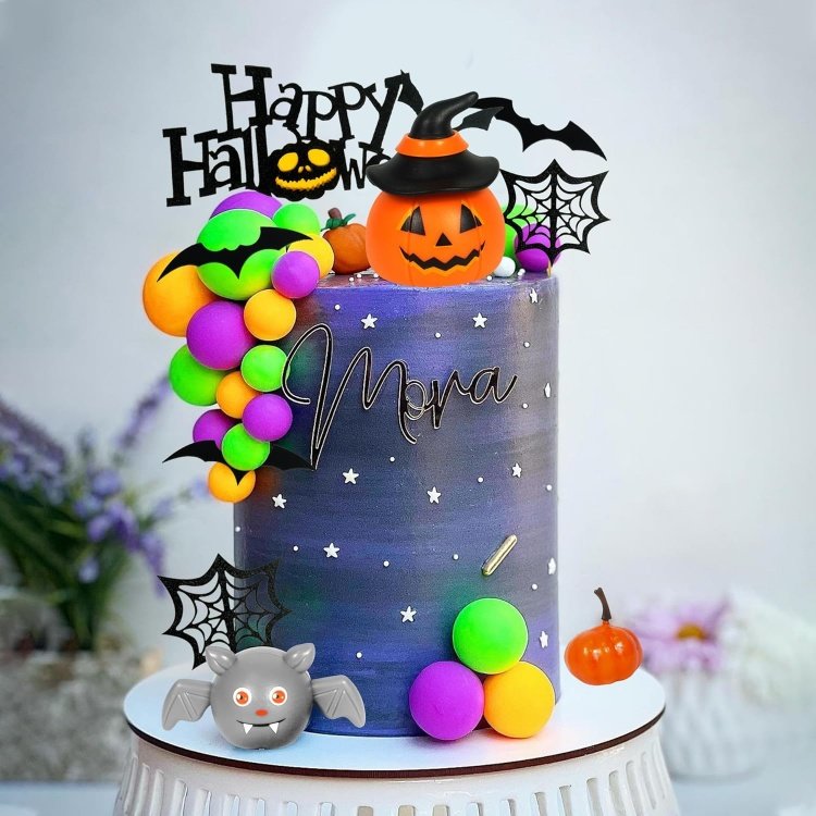 Halloween Cake Toppers 3D Pumpkin Bat Ghost Cake Balls Cake Decorations For Halloween Party Supplies
