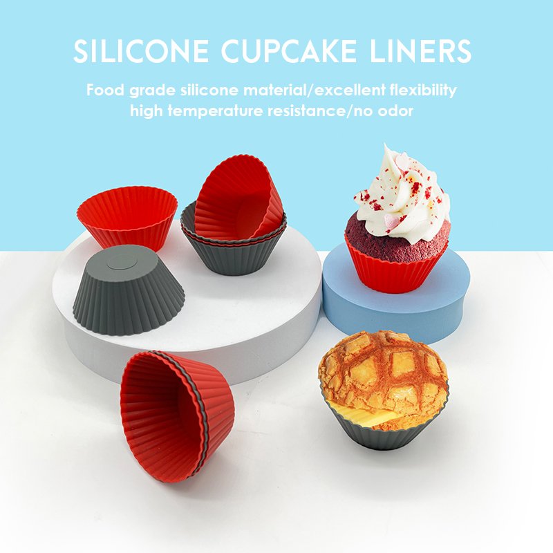 Home Kitchen Cooking Supplies Diy Cake Decorating Tools Silicone Cake Cup Round Shaped Muffin Cupcake Baking Molds
