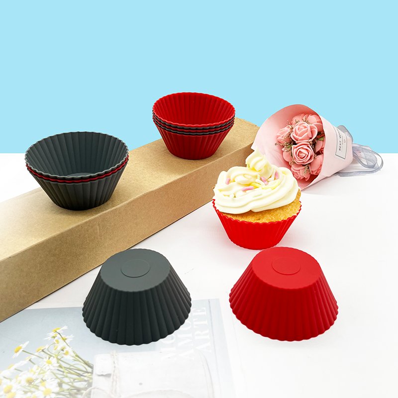 Home Kitchen Cooking Supplies Diy Cake Decorating Tools Silicone Cake Cup Round Shaped Muffin Cupcake Baking Molds