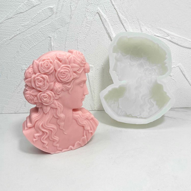YS DIY Large Lady Avatar Candle Silicone Mold 3D Chocolate Decoration Gypsum Aromatherapy Candle Mould Gift Plaster Handmade