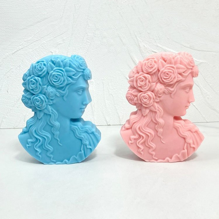 YS DIY Large Lady Avatar Candle Silicone Mold 3D Chocolate Decoration Gypsum Aromatherapy Candle Mould Gift Plaster Handmade