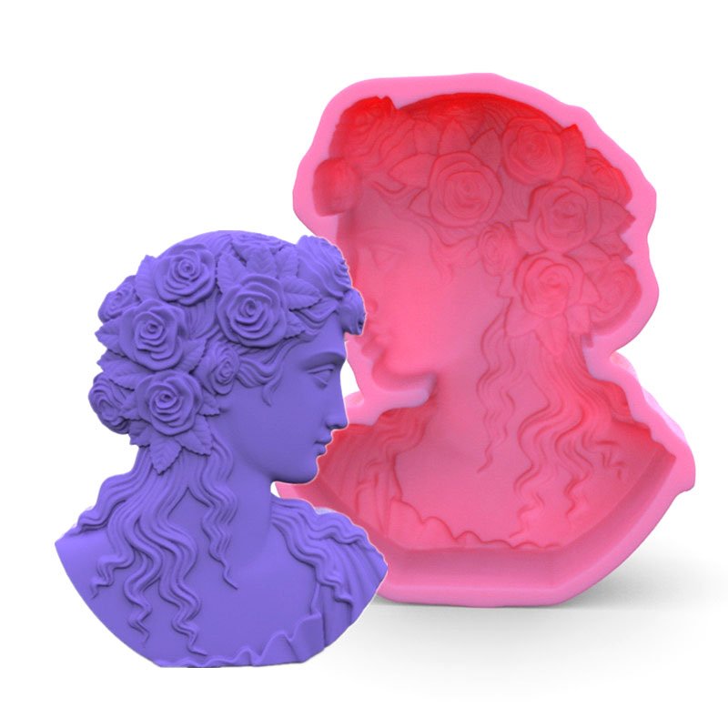 YS DIY Large Lady Avatar Candle Silicone Mold 3D Chocolate Decoration Gypsum Aromatherapy Candle Mould Gift Plaster Handmade