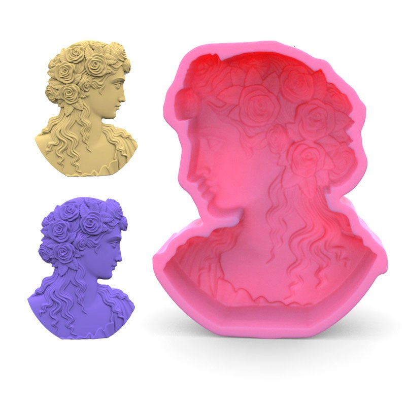 YS DIY Large Lady Avatar Candle Silicone Mold 3D Chocolate Decoration Gypsum Aromatherapy Candle Mould Gift Plaster Handmade