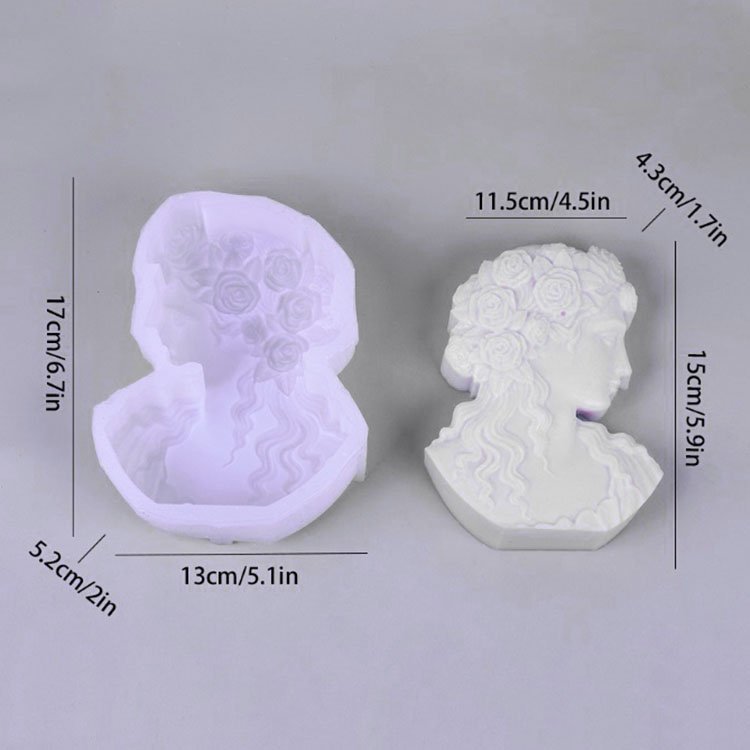 YS DIY Large Lady Avatar Candle Silicone Mold 3D Chocolate Decoration Gypsum Aromatherapy Candle Mould Gift Plaster Handmade