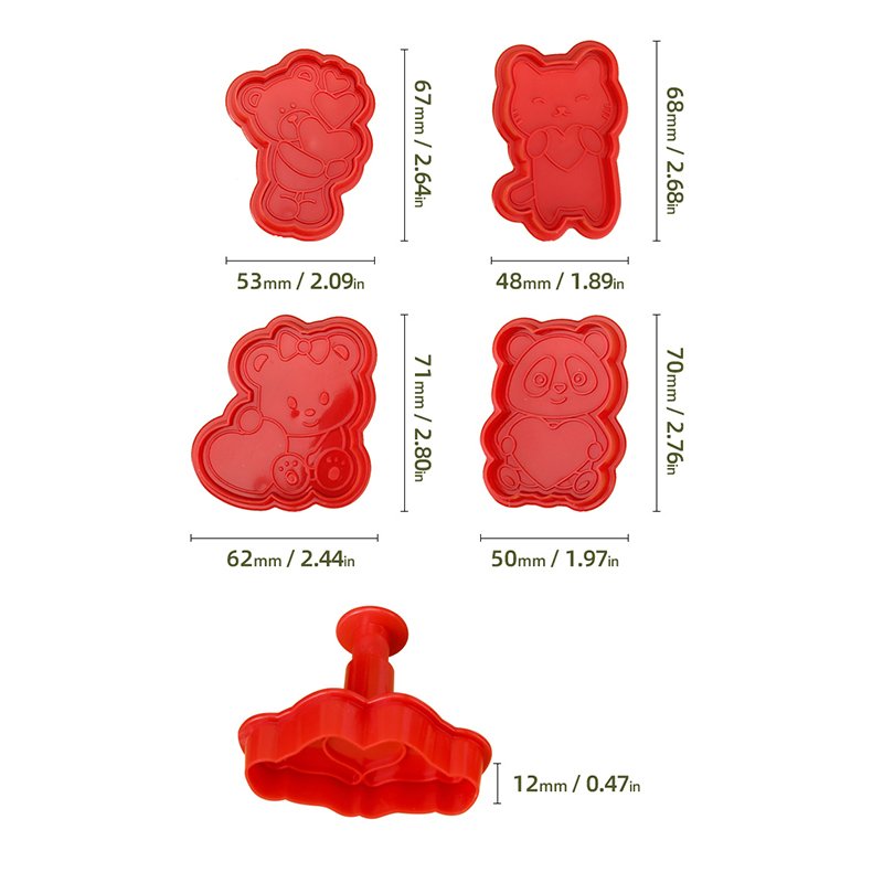 Valentine's Day Mini Bear Love Baking Tool Set Spring Die DIY Supplies with Baby Food Mold and Biscuit Mold for Decoration