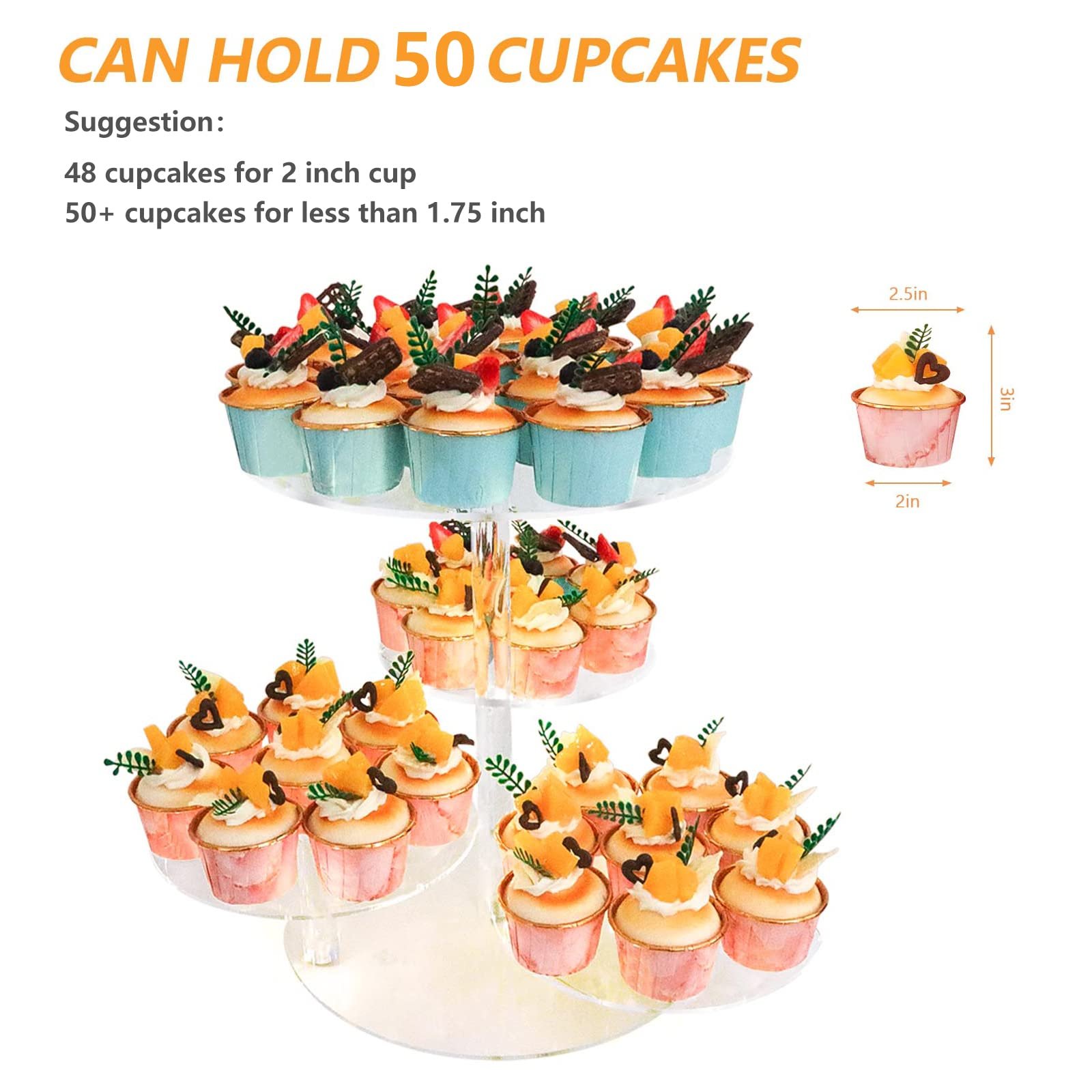 Factory wholesale with String Light wedding christmas birthday decorating supplies Acrylic Cupcake Tower Stand for event decor