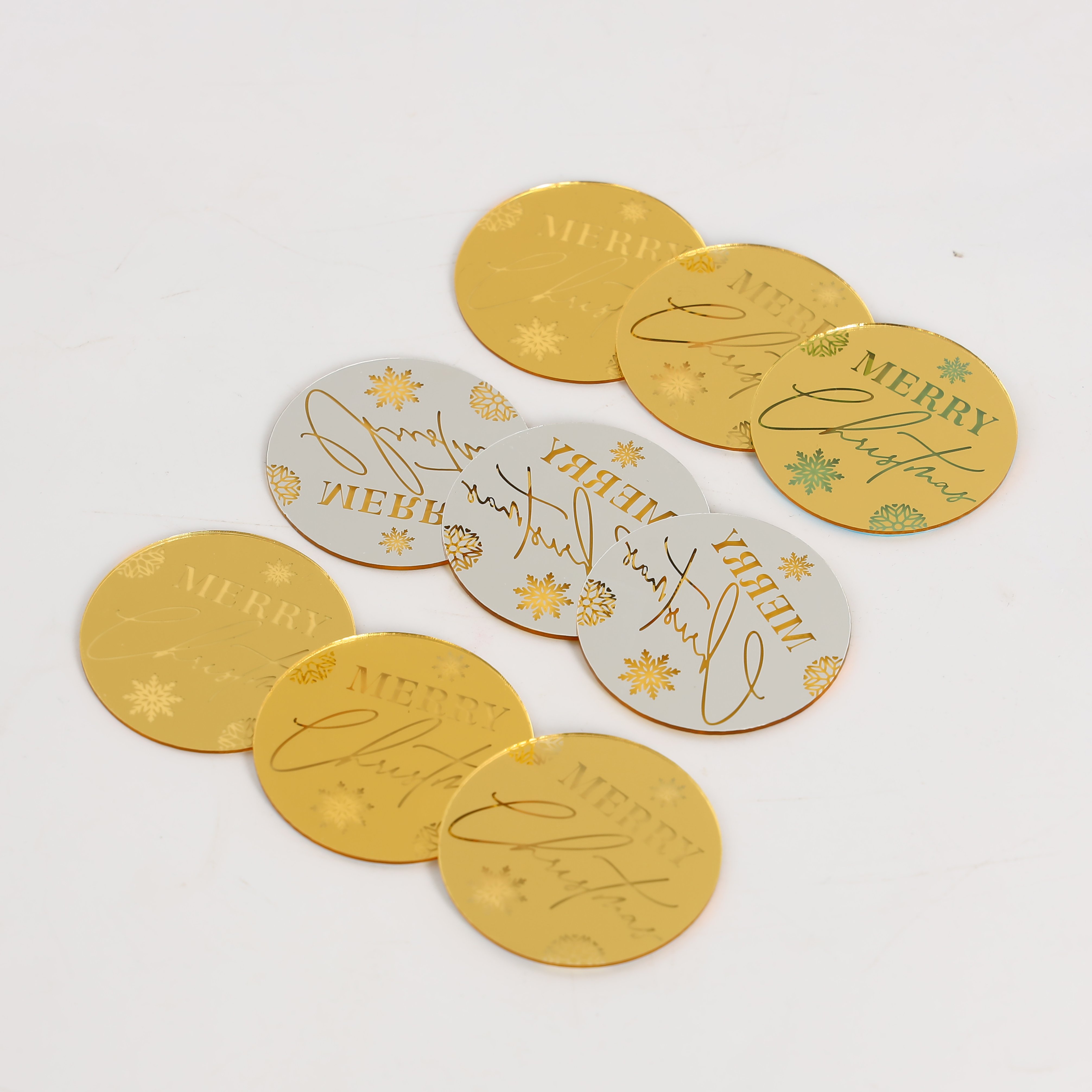 Custom Gold Acrylic Disc Cake Decoration Christmas Party Cake Decoration For Christmas And New Year Party