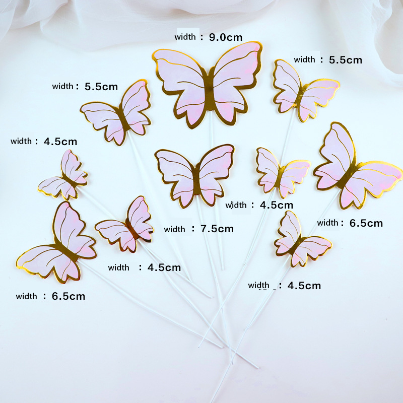 Hot selling Beautiful Butterfly Cake Topper for Cake Decoration Baking Supplies 10pcs Butterfly set