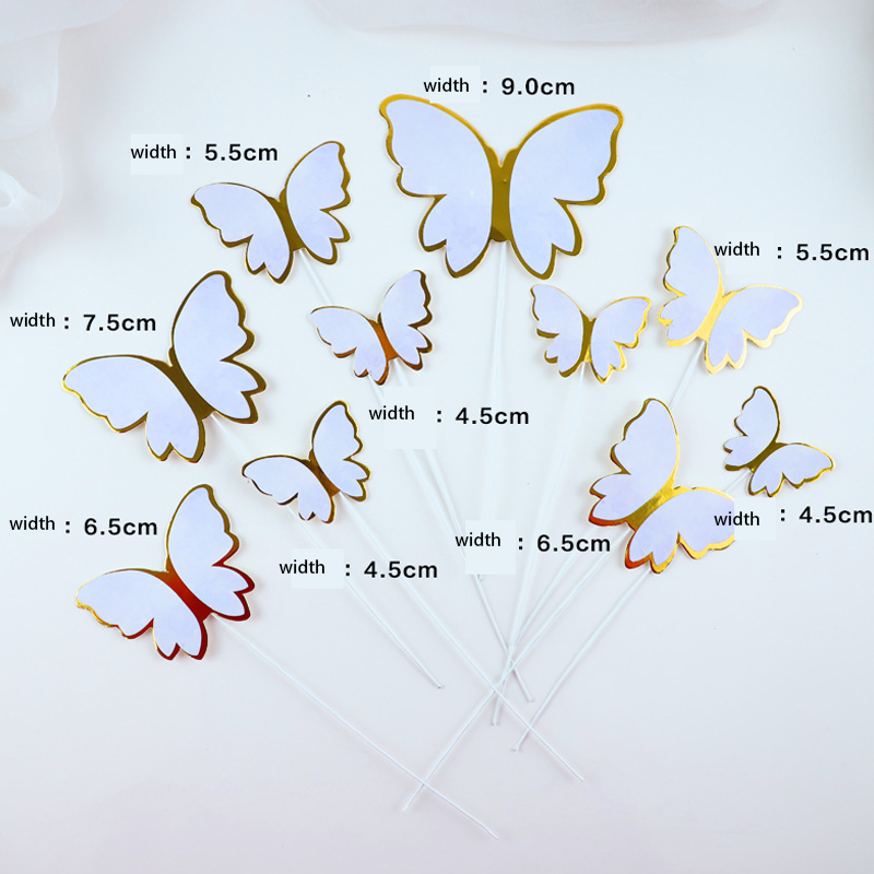 Hot selling Beautiful Butterfly Cake Topper for Cake Decoration Baking Supplies 10pcs Butterfly set