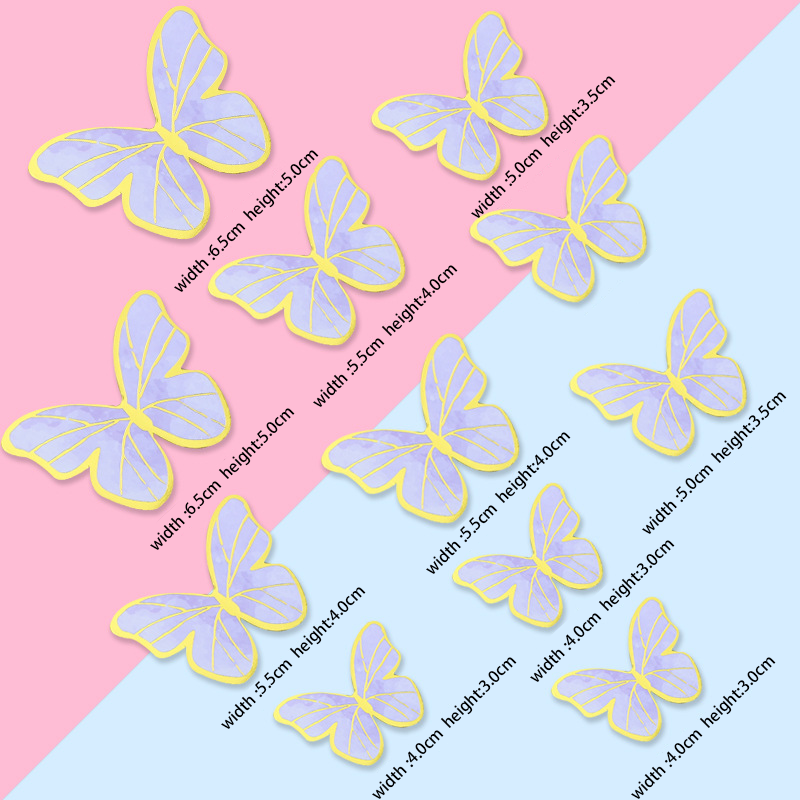 Hot selling Beautiful Butterfly Cake Topper for Cake Decoration Baking Supplies 10pcs Butterfly set