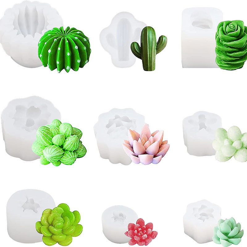 2024 New 3d Cacti Kit Diy Epoxy Resin Crafts Flower Making Silicone Succulent Candle Mold For Cake Decoration